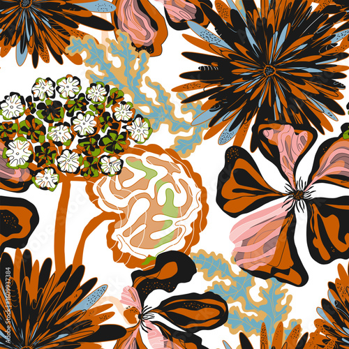 seamless pattern, natural motifs. background wallpaper, packaging, fabric