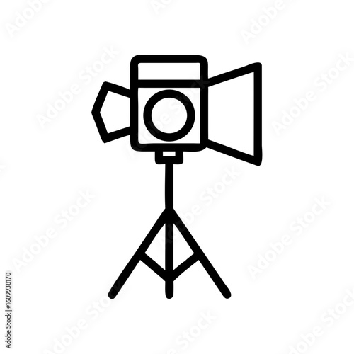 Spotlight on a tripod illuminating a scene