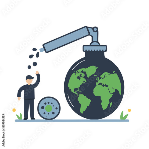 Vector illustration of carbon neutral badge flat on white background, sustainability