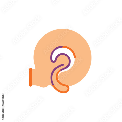Vector illustration of cochlea shape diagram flat on white background, medical