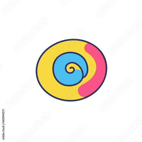 Vector illustration of cochlea shape diagram flat on white background, medical