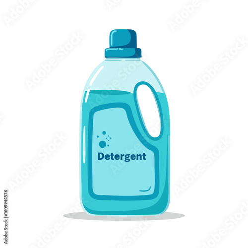 Vector illustration of detergent bottle with cap on white background