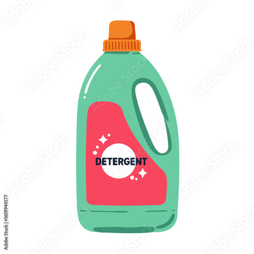 Vector illustration of detergent bottle with cap on white background