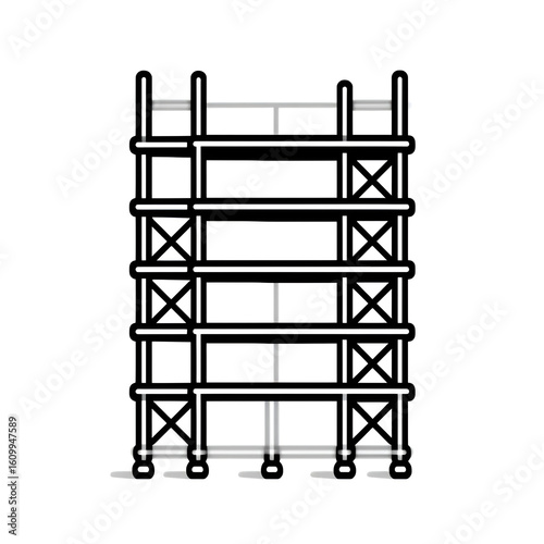 scaffolding icon isolated in white and black colors. scaffolding outline vector icon from construction and tools collection for web, mobile apps and ui.
