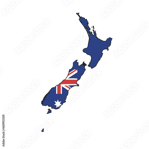 Outline of the country New Zealand with a flag on a white background vector
Vector outline of the country with a flag on a white background