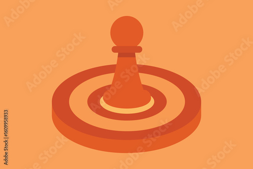 Abstract vector illustration representing strategy, focus and success with a chess pawn on a target symbol
