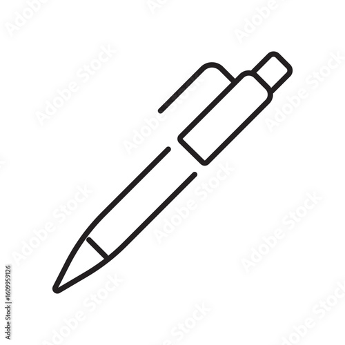 Single outline icon of a ballpoint pen, widely used for everyday writing, drawing, and design note-taking.