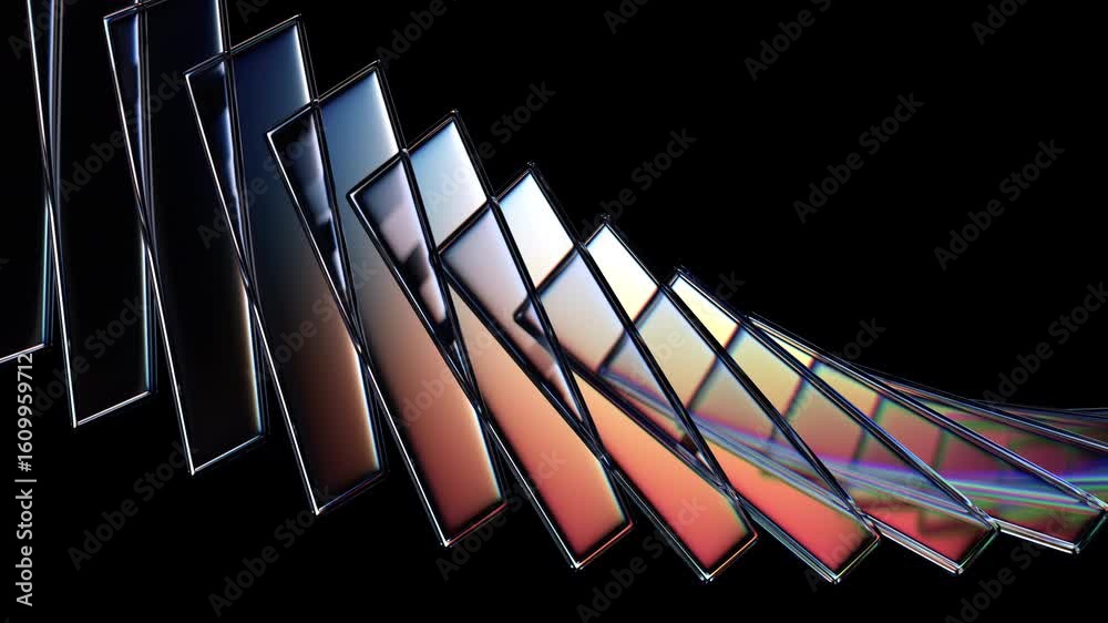 Abstract glass shape on a black background, 4k seamless loop animation, 3d render