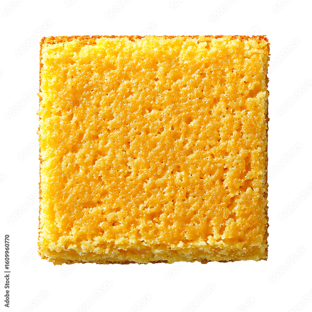 Fototapeta premium Square Slice of Golden Sponge Cake
