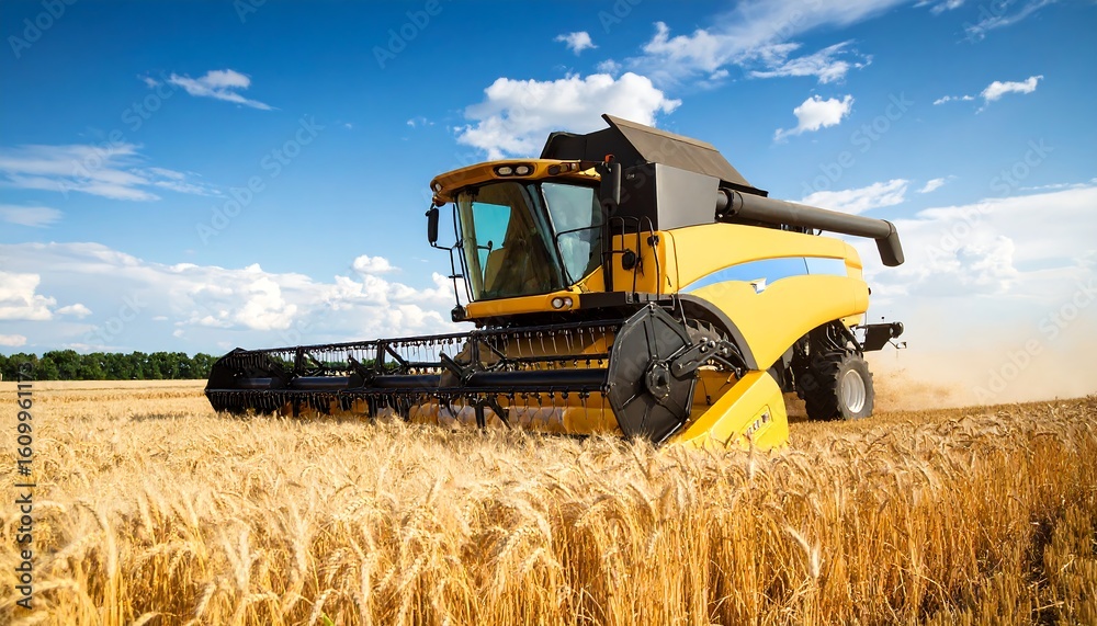 Obraz premium Harvester in golden field