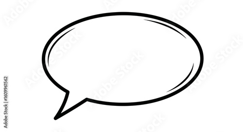 A simple black and white speech bubble, ready for text, isolated on white.