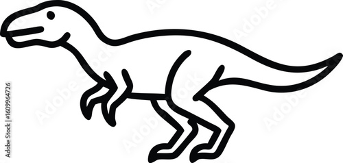 Black outline cartoon dinosaur on white background
