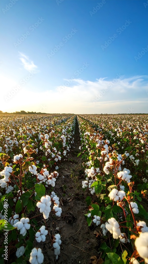Obraz premium Cotton field at sunset