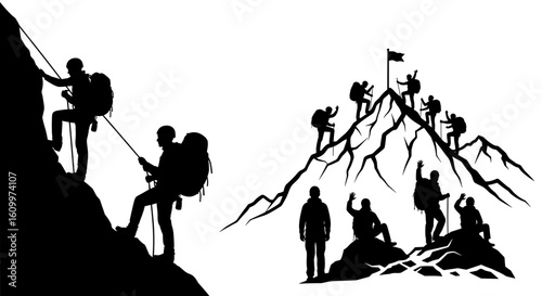 A mountain climber reaching the peak 