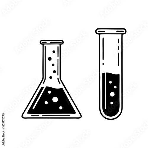 Laboratory glassware Erlenmeyer flask and test tube illustration