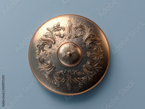 Ornate Decorative Shield with Intricate Floral Pattern Design