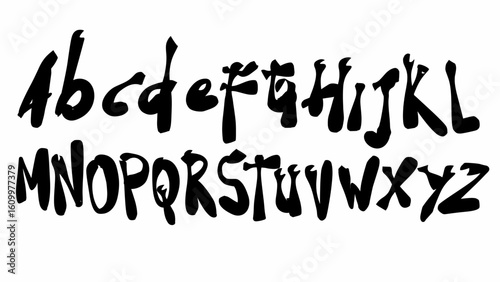 hand drawn alphabet typeface in graffiti style vector isolated on white