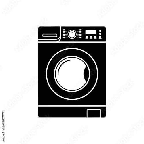 Modern Washing Machine Icon Clean Laundry Appliance Silhouette