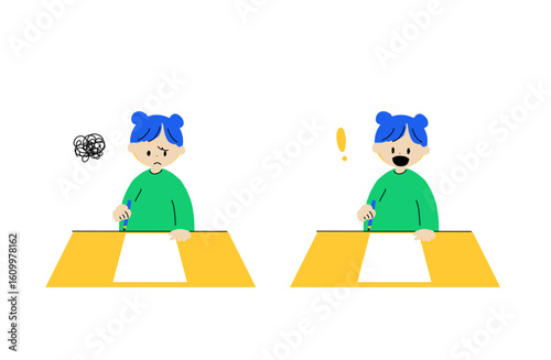 Student Realization Before and After Writing Vector Illustration