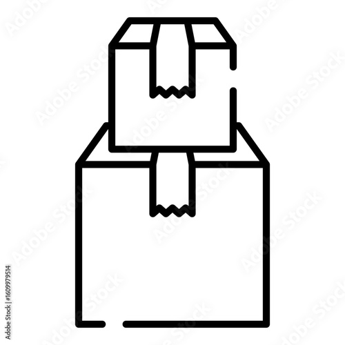 Two stacked boxes black line icon