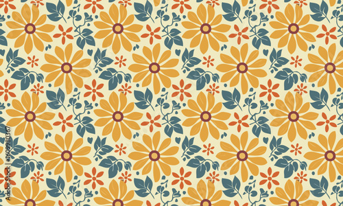 A warm and nostalgic seamless pattern in a retro 70s style