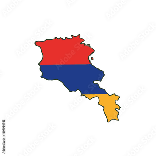 Outline of the country Armenia with a flag on a white background vector
Vector outline of the country with a flag on a white background