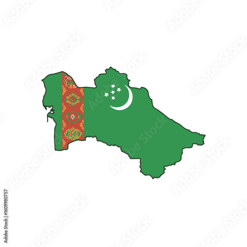 Outline of the country Turkmenistan with a flag on a white background vector
Vector outline of the country with a flag on a white background