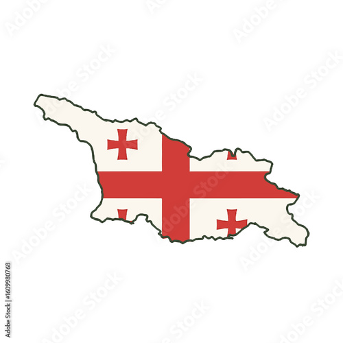 Outline of the country Georgia with a flag on a white background vector
Vector outline of the country with a flag on a white background