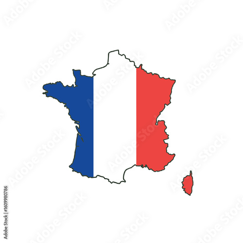Outline of the country France with a flag on a white background vector
Vector outline of the country with a flag on a white background
