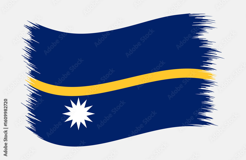 Fototapeta premium Nauru National Flag Brush Stroke Vector