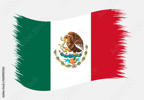 Mexico National Flag Brush Stroke Vector