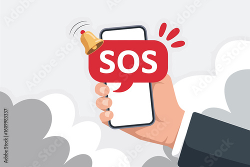 Urgent SOS alert from smartphone signals distress, demanding immediate attention and rapid response for critical safety situations