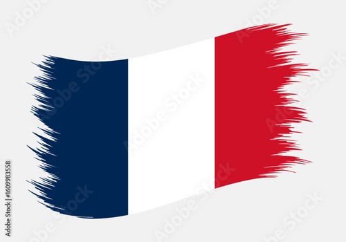 France National Flag Brush Stroke Vector