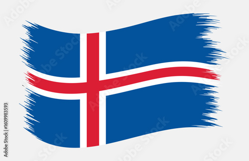 Iceland National Flag Brush Stroke Vector