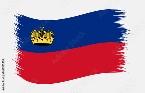 Liechtenstein National Flag Brush Stroke Vector