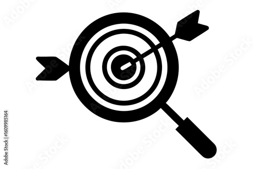 Red target with arrow hitting the center, symbolizing business success and accurate aiming