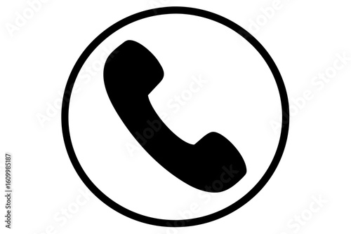 Glossy 3D vector illustration of a phone icon on a metal button, symbolizing contact and communication