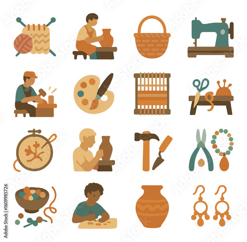 Crafts and hobbies: diverse art supplies and creative tools collection