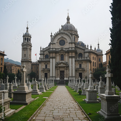 Napoli, Certosa di San Martino, 1325, complesso monumentale religioso. Chiostro grande. Cimitero fanzaghiano.