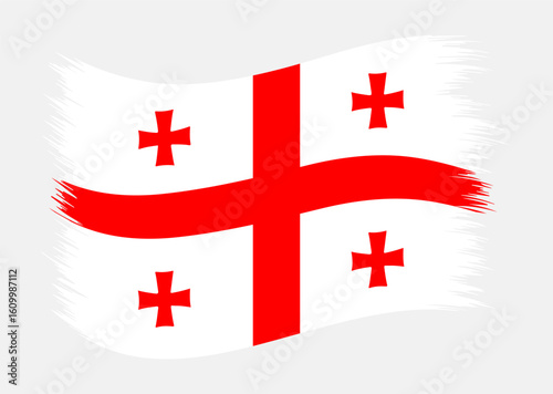 Georgia National Flag Brush Stroke Vector