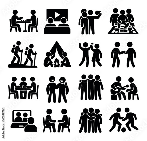 Symbols of social interaction and group activities in silhouette design