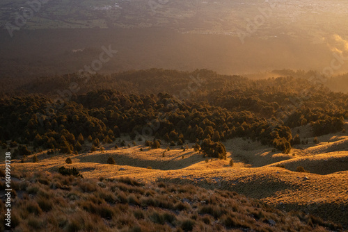 view of the sunrise at the top of the mountain, La Malinche, Mexico