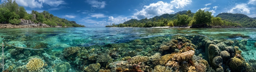 Obraz premium Stunning coral reef action tropical ocean hdr panoramic view 360 degree clarity