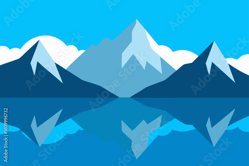 Serene mountain landscape reflected in calm water
