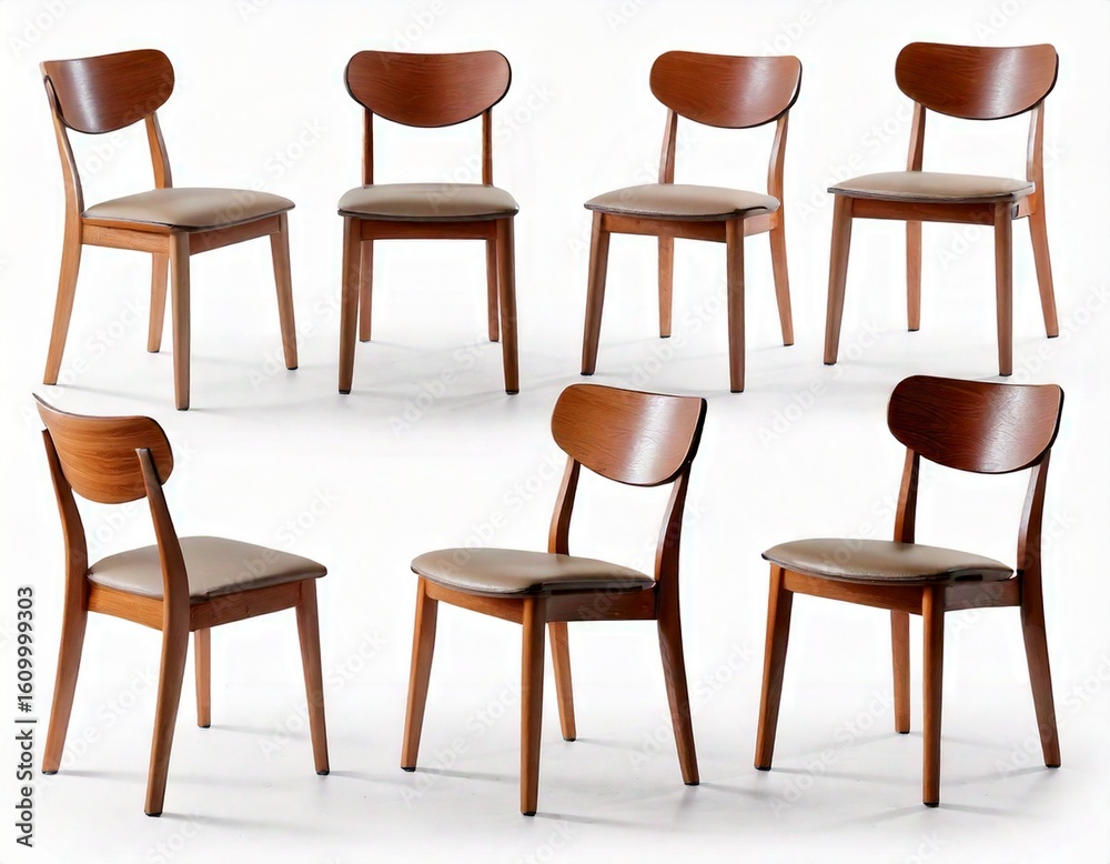 Fototapeta premium dining chair different angle isolated on white background .