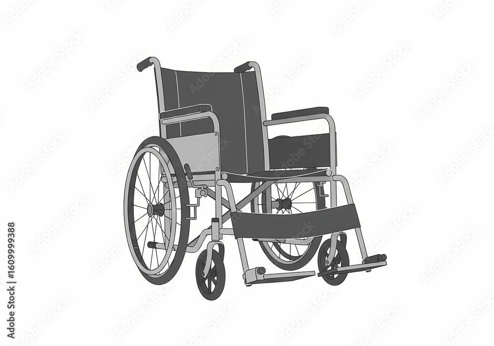 Fototapeta premium Empty wheelchair illustration representing disability and accessibility