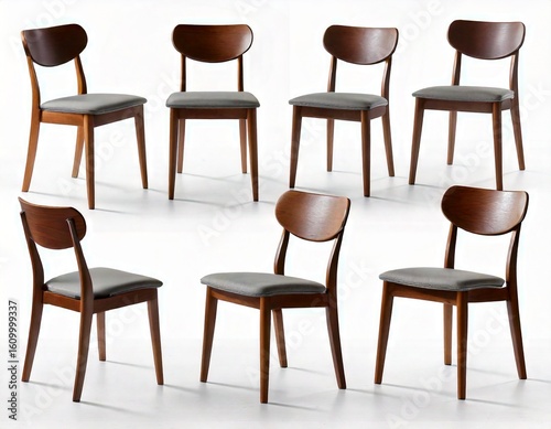 dining chair different angle isolated on white background .