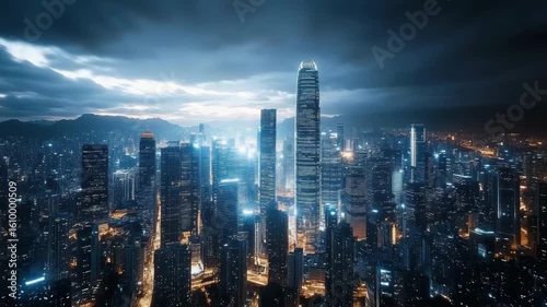 Wallpaper Mural Vibrant urban skyline at night featuring illuminated skyscrapers and dazzling city lights Torontodigital.ca