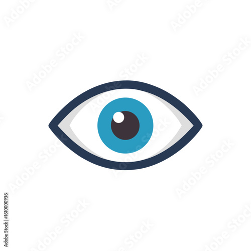 Stylized blue eye icon on black background