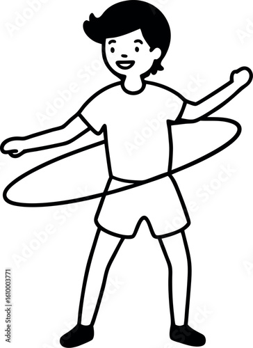 Boy Twirling Hula Hoop Icon